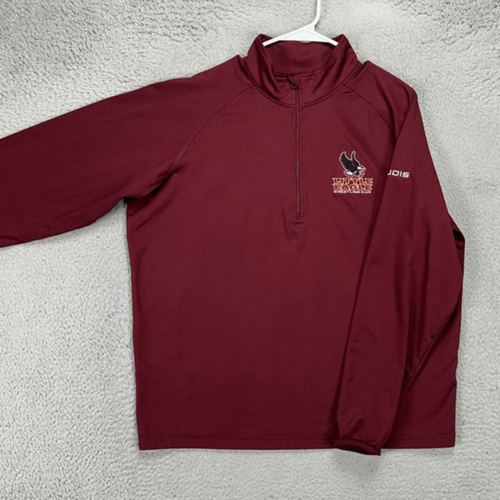 Rudis Wrestling Pullover Shirt Mens Large Maroon Quarter Zip Performance Stretch